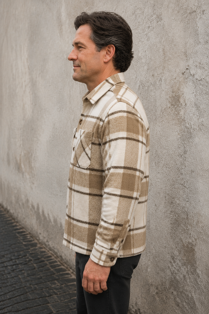 Plaid Sherpa Fleece Shirt Jacket - side