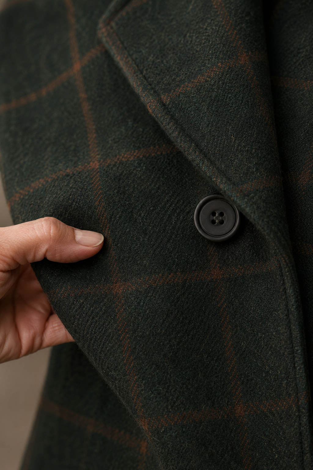 Plaid Winter Trench Coat - fabric close-up