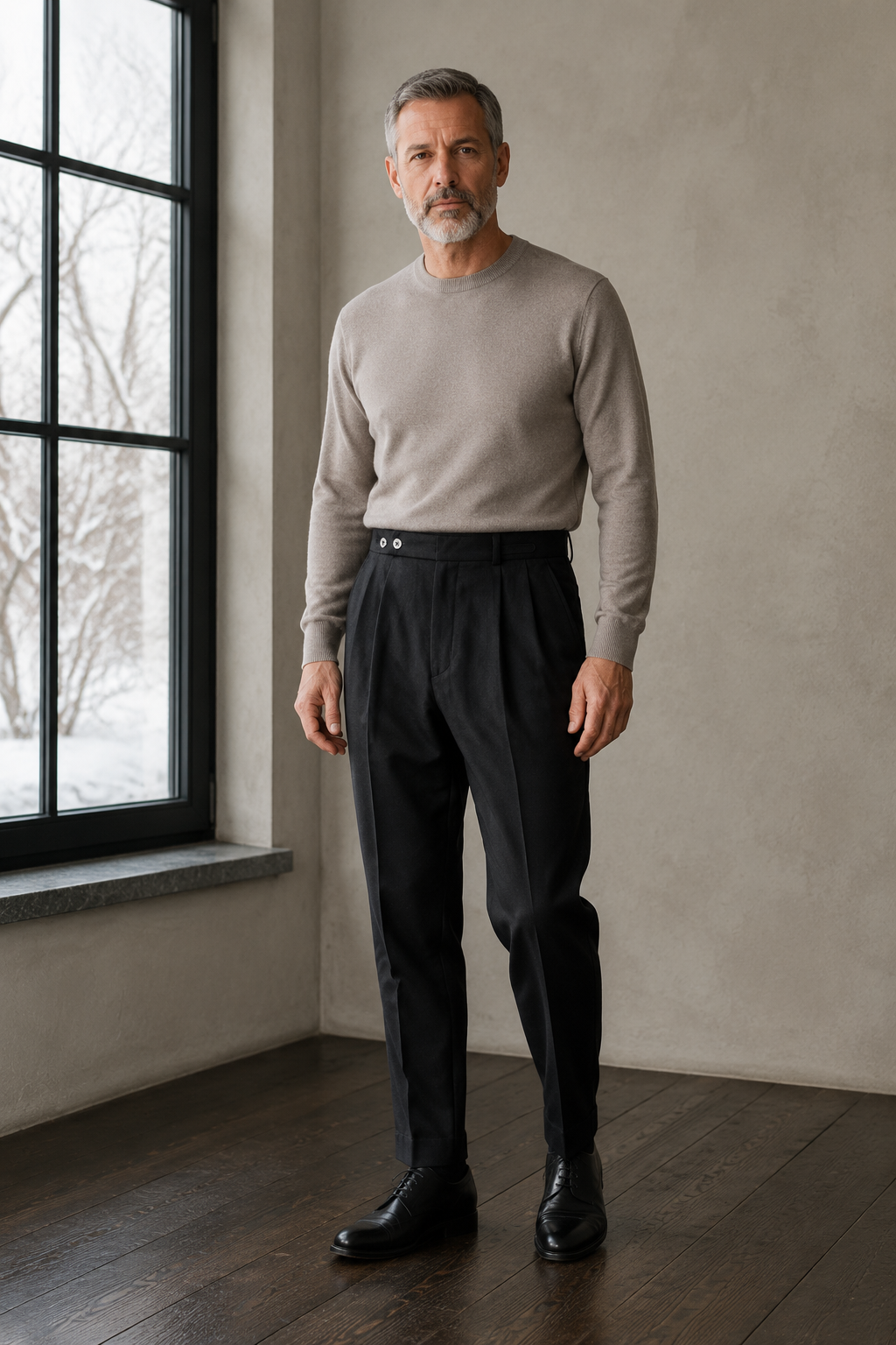 Pleated High Waist Dress Trousers - black front hero