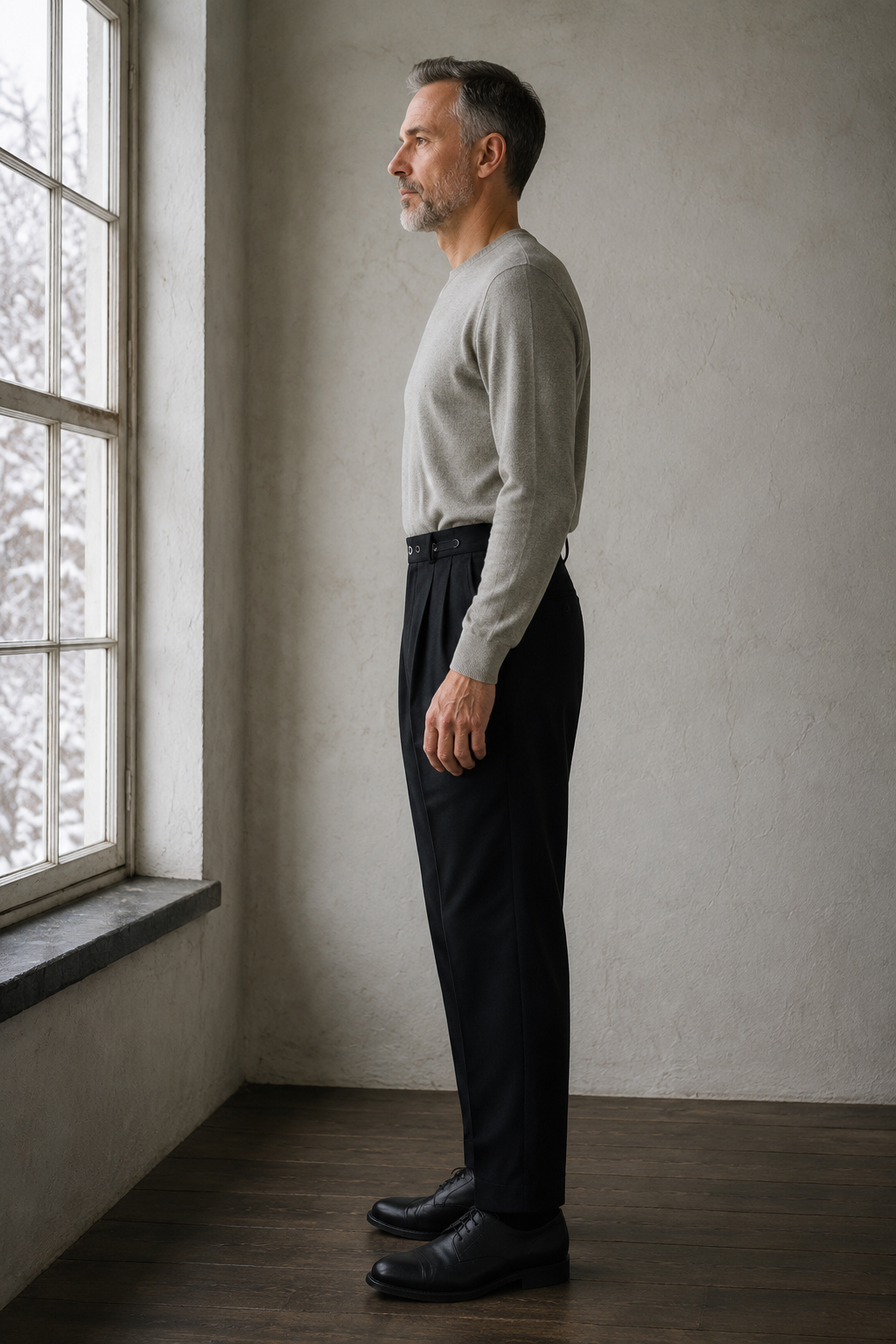Pleated High Waist Dress Trousers - black side view
