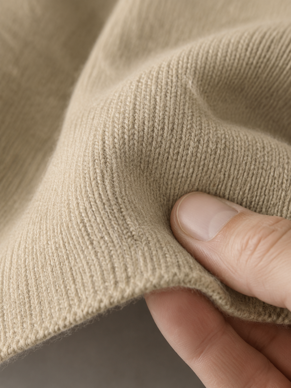 Lapel Collar Button Knit Cardigan - Beige material detail