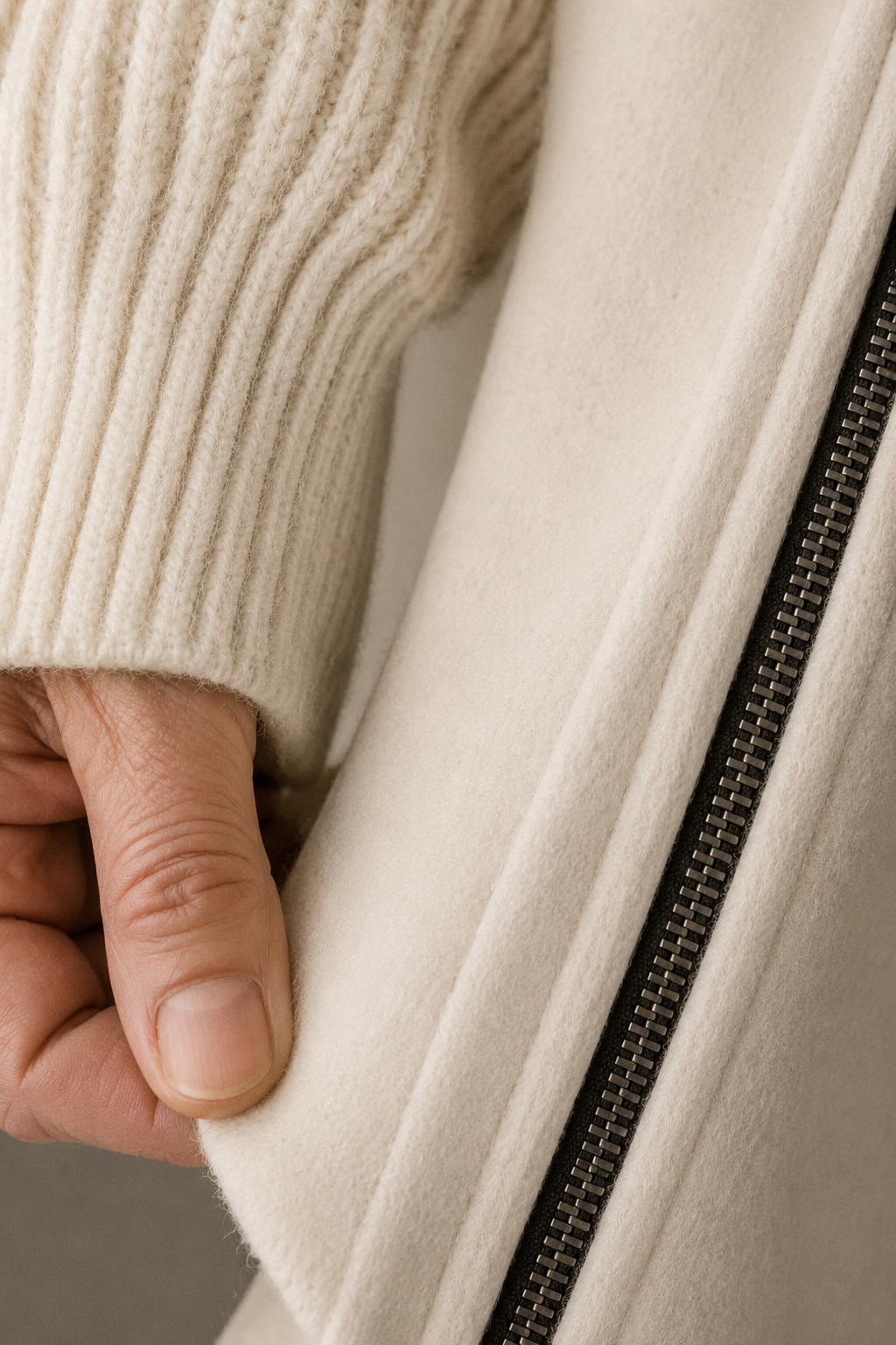 Prudence | Dense Knit Hooded Long Coat - fabric close-up