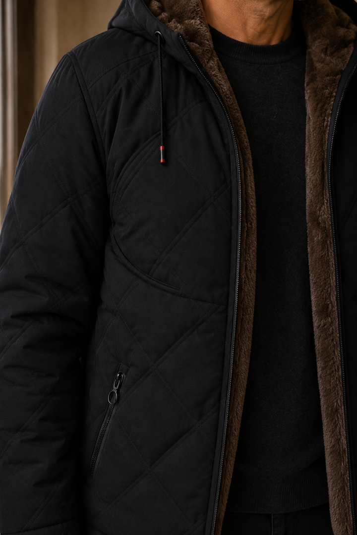 Quilted Hooded Puffer Jacket - closeup