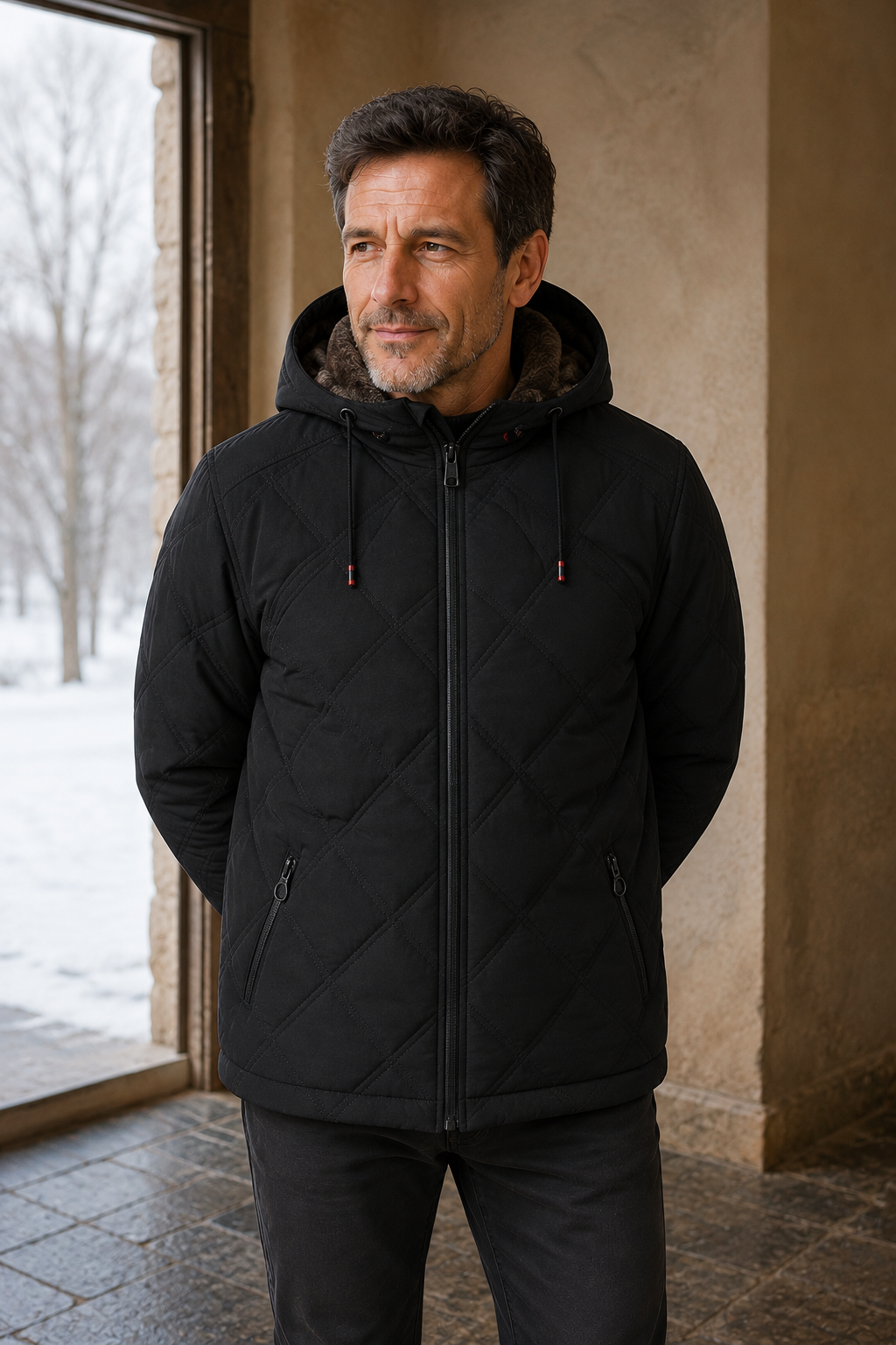 Quilted Hooded Puffer Jacket - hero closed