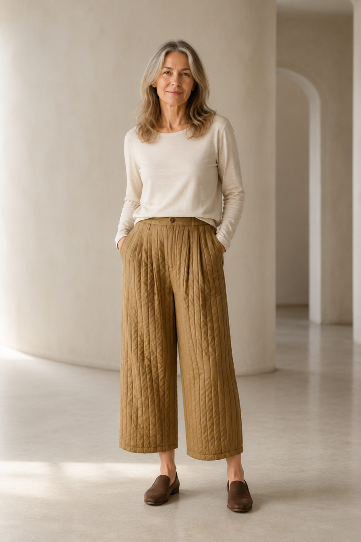 Quilted Insulated Wide Leg Pants