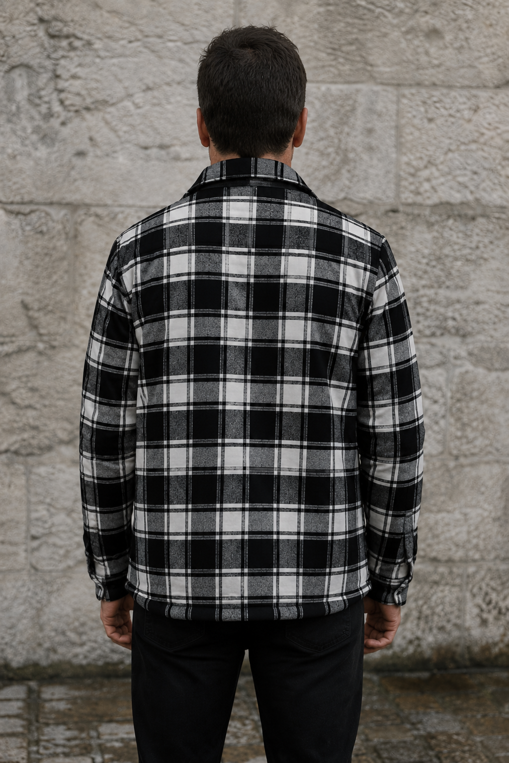 Quilted Lined Flannel Check Jacket back