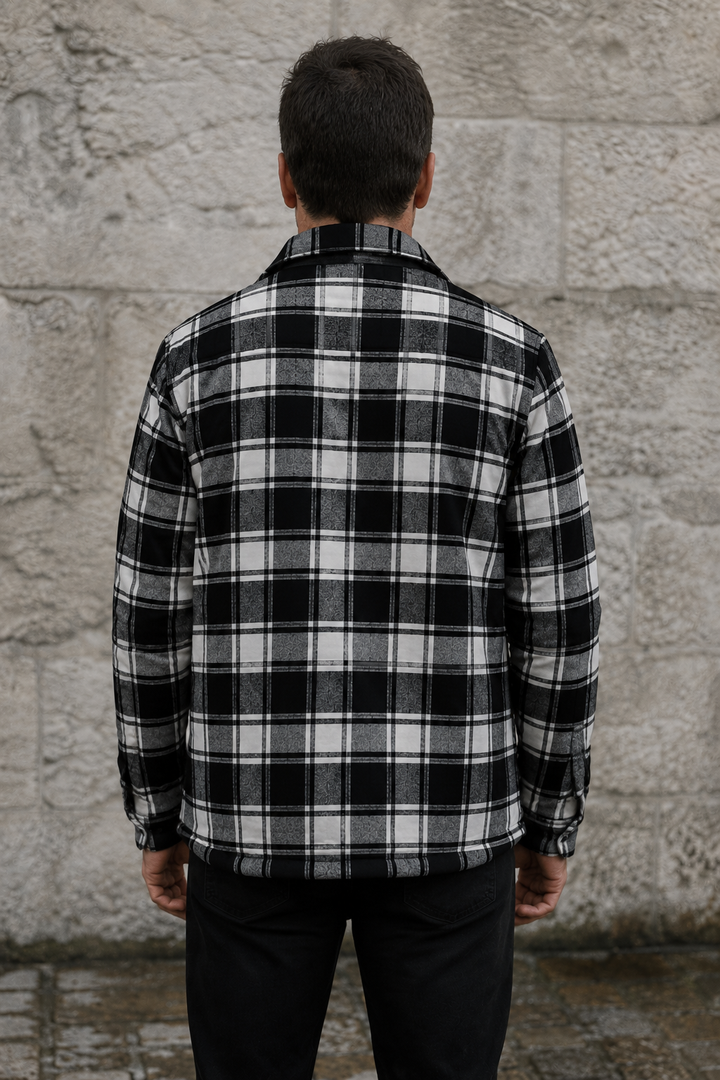 Quilted Lined Flannel Check Jacket back