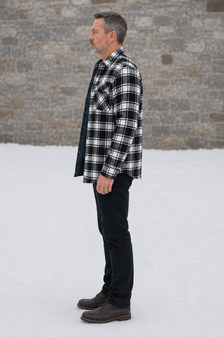 Quilted Lined Flannel Check Jacket side view