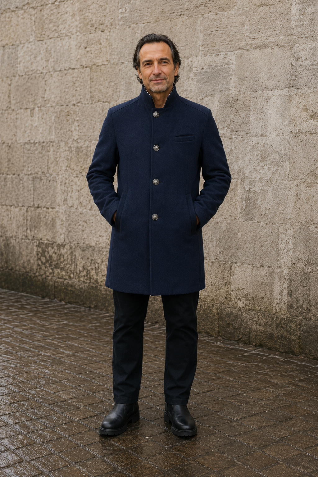 Quilted Lined Wool Blend Coat - voorkant gesloten