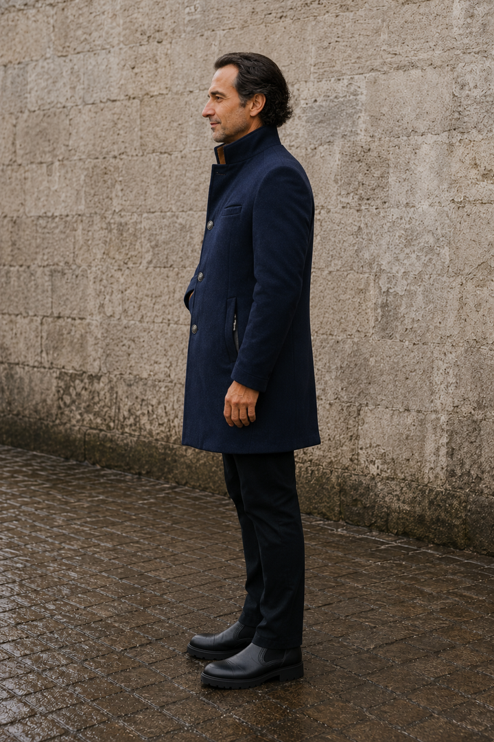 Quilted Lined Wool Blend Coat - zijkant