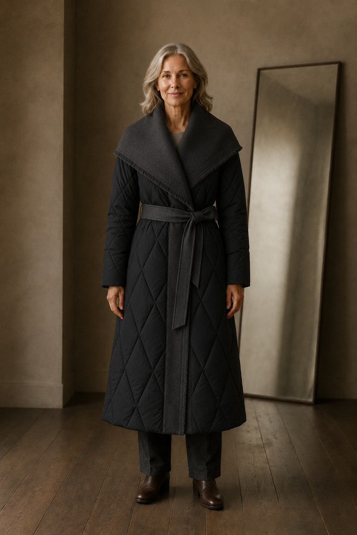 Reine | Duck Down Coat, Shawl Collar - Black