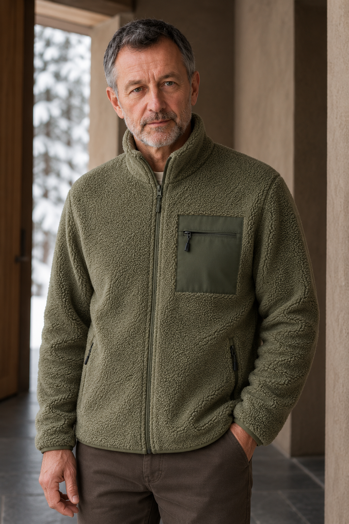 Relaxed Fit Full Zip Fleece Jacket - close-up