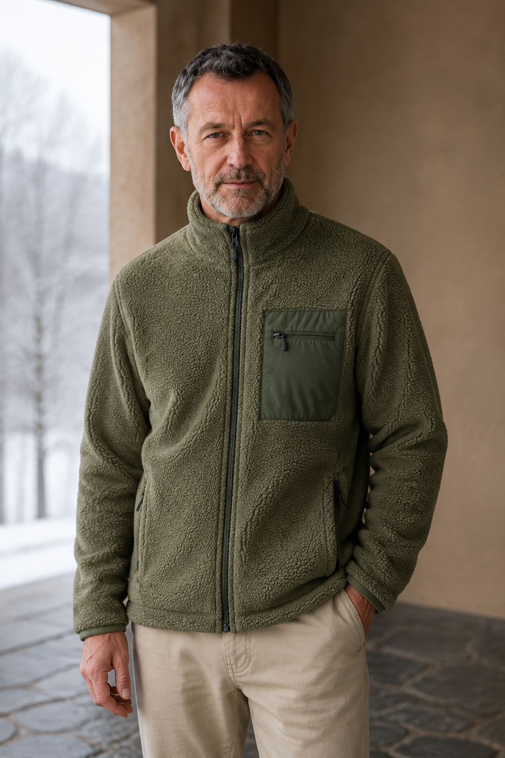 Relaxed Fit Full Zip Fleece Jacket - hero closed