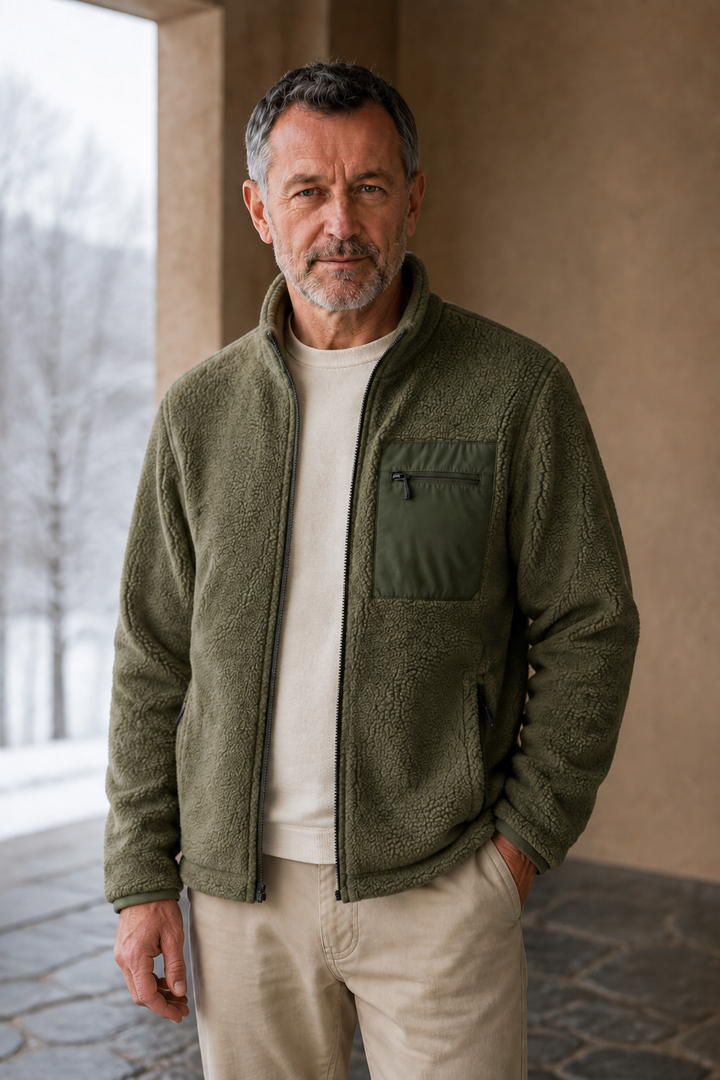 Relaxed Fit Full Zip Fleece Jacket - hero open