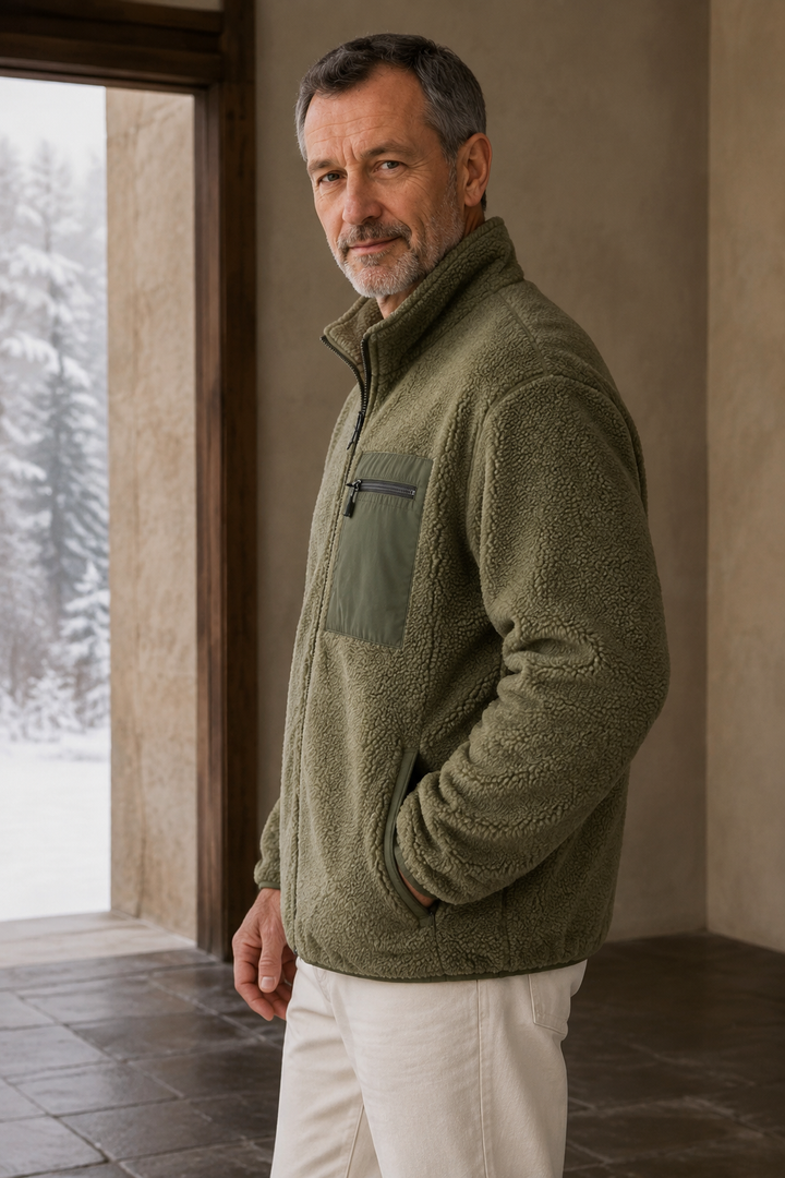 Relaxed Fit Full Zip Fleece Jacket - side