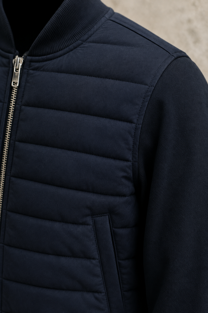 Ribbed Cuff Bomber Jacket - material close-up
