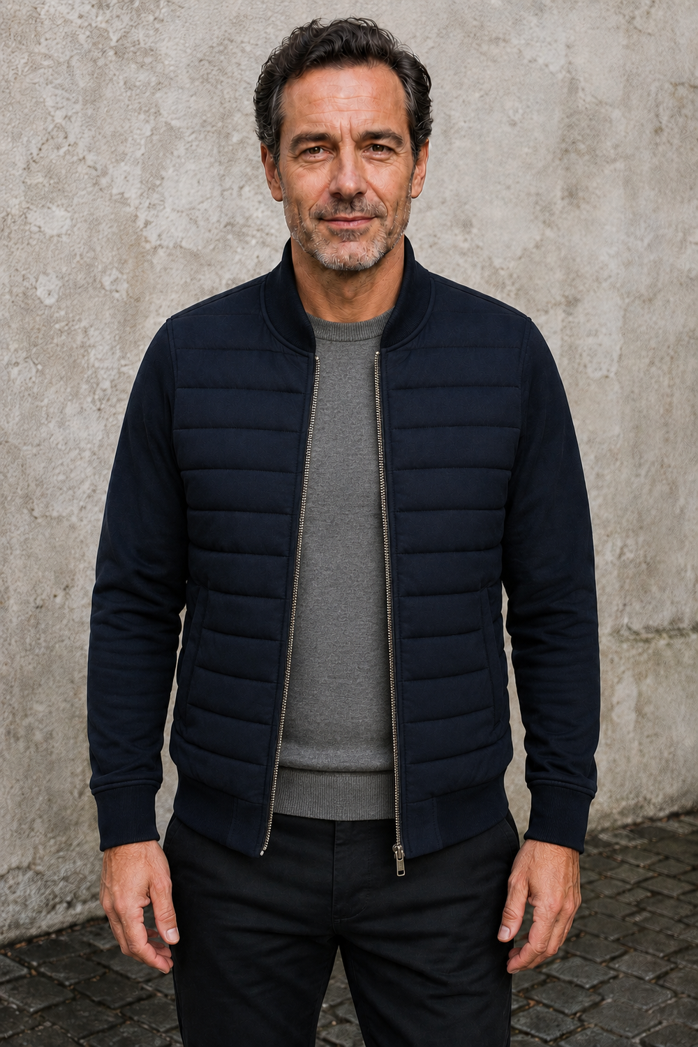 Ribbed Cuff Bomber Jacket - hero open