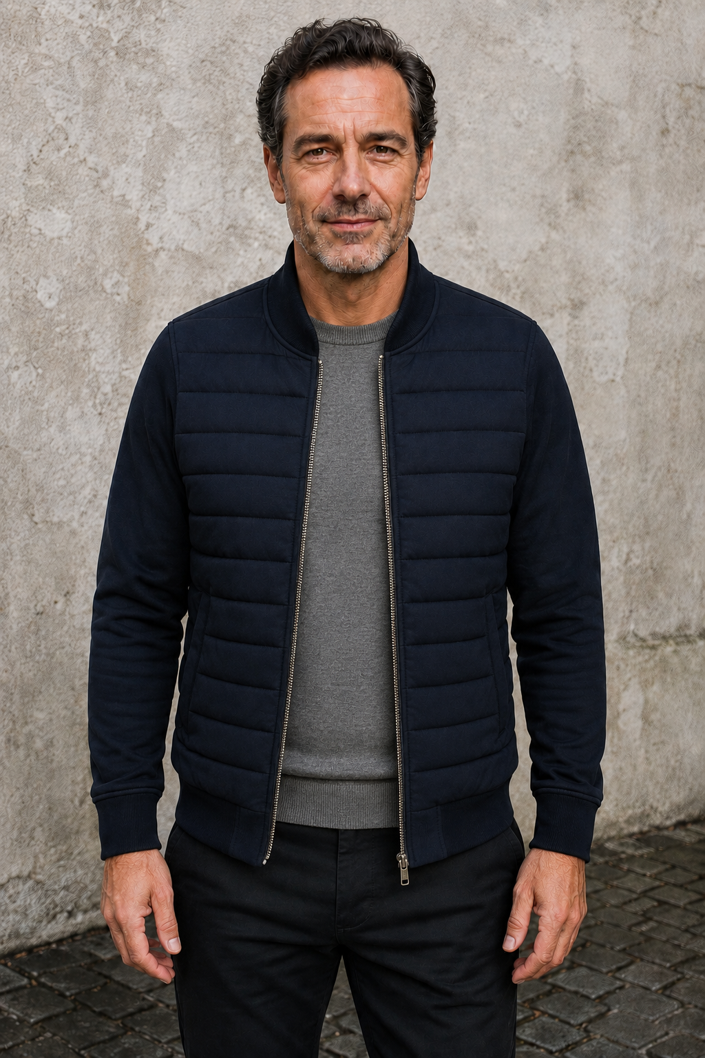 Ribbed Cuff Bomber Jacket - hero open