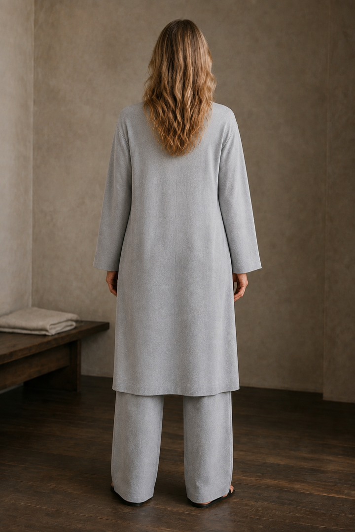 Ribbed Knit Three Piece Lounge Set back view
