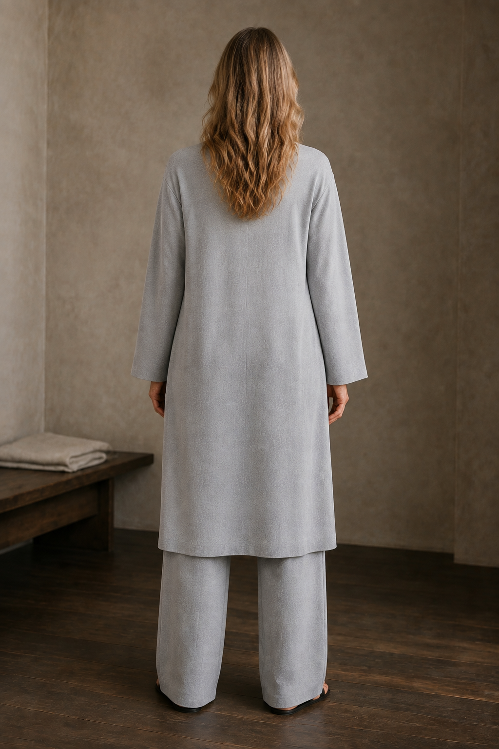 Ribbed Knit Three Piece Lounge Set back view