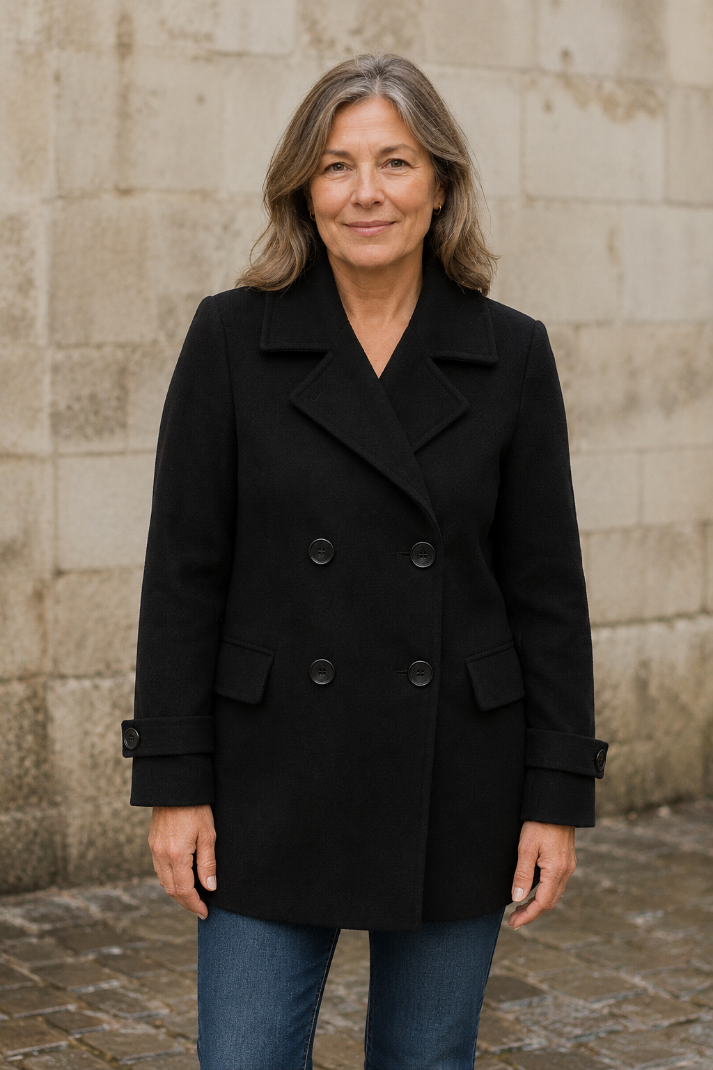 Rosalie black collared jacket closed