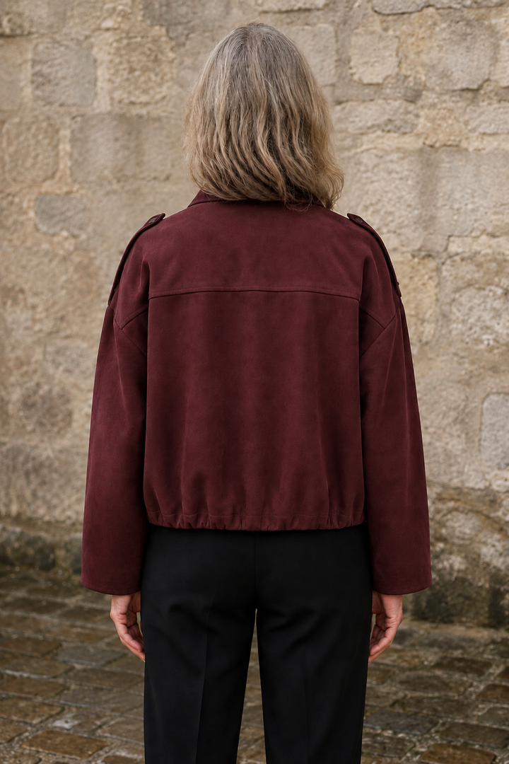 Roseanne | Oversized Suede Bomber - Burgundy