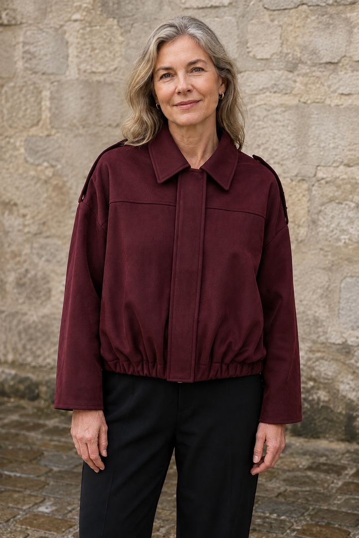 Roseanne | Oversized Suede Bomber - Burgundy