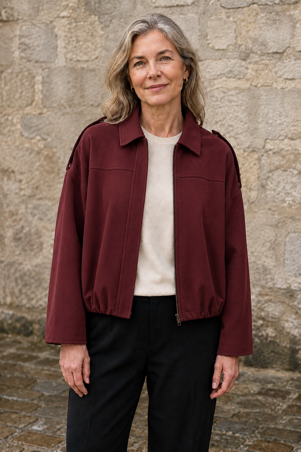 Roseanne | Oversized Suede Bomber - Burgundy