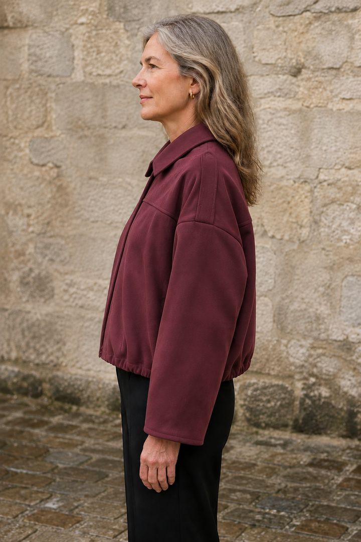 Roseanne | Oversized Suede Bomber - Burgundy