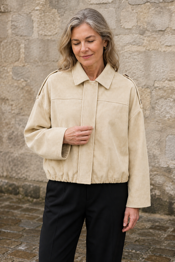 Roseanne | Oversized Suede Bomber - Beige