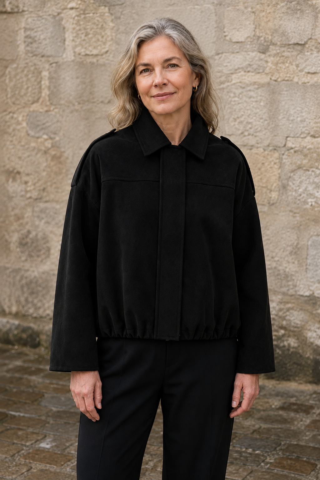 Roseanne | Oversized Suede Bomber - Black