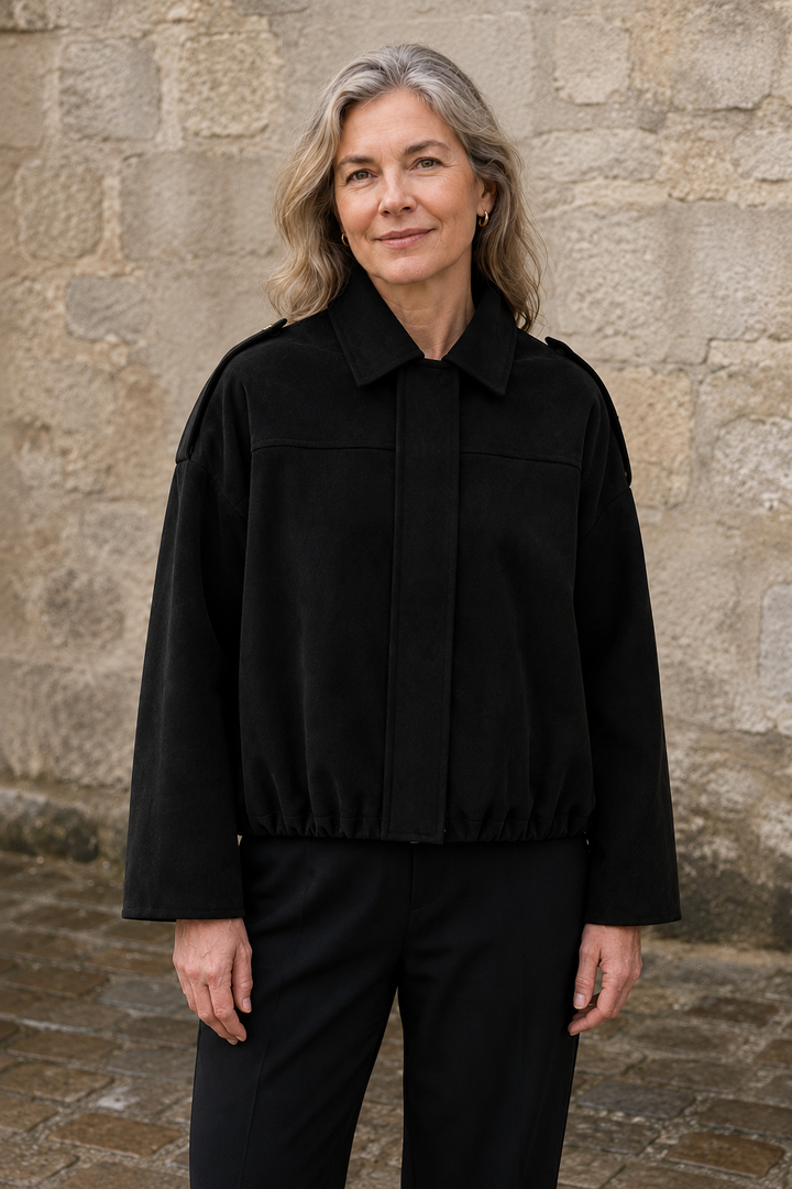 Roseanne | Oversized Suede Bomber - Black