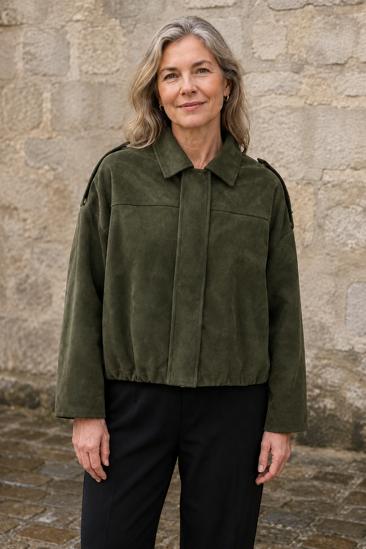 Roseanne | Oversized Suede Bomber - Forest Green