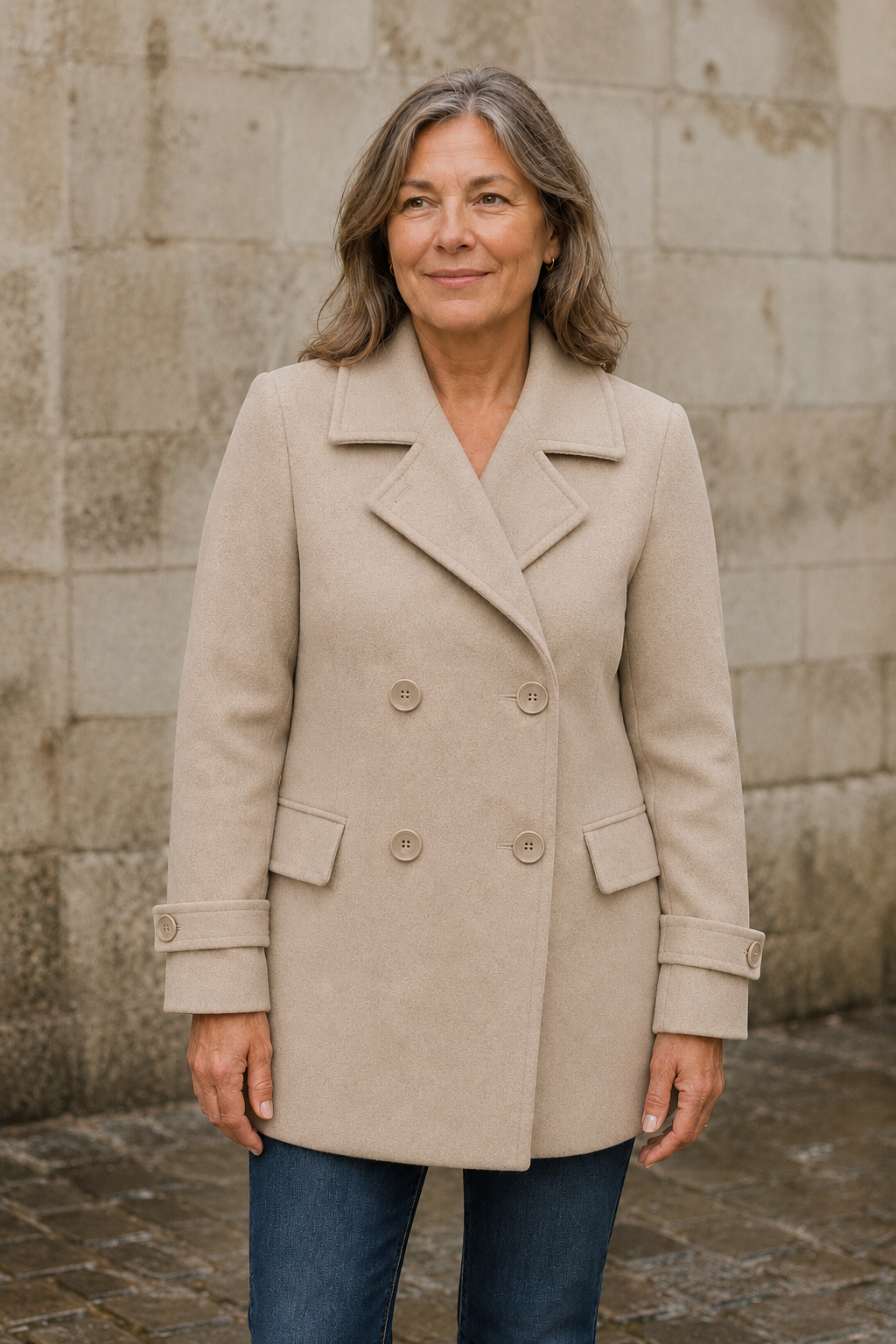 Rosemonde | Standing Collar Jacket - Beige
