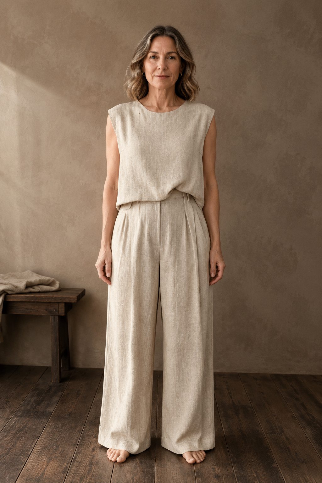 Round Neck Tank And Trouser Set editorial product photo