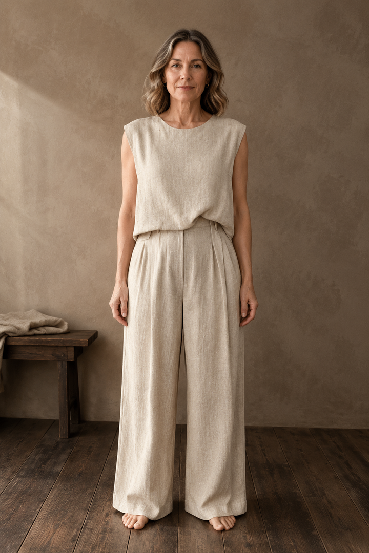 Round Neck Tank And Trouser Set editorial product photo