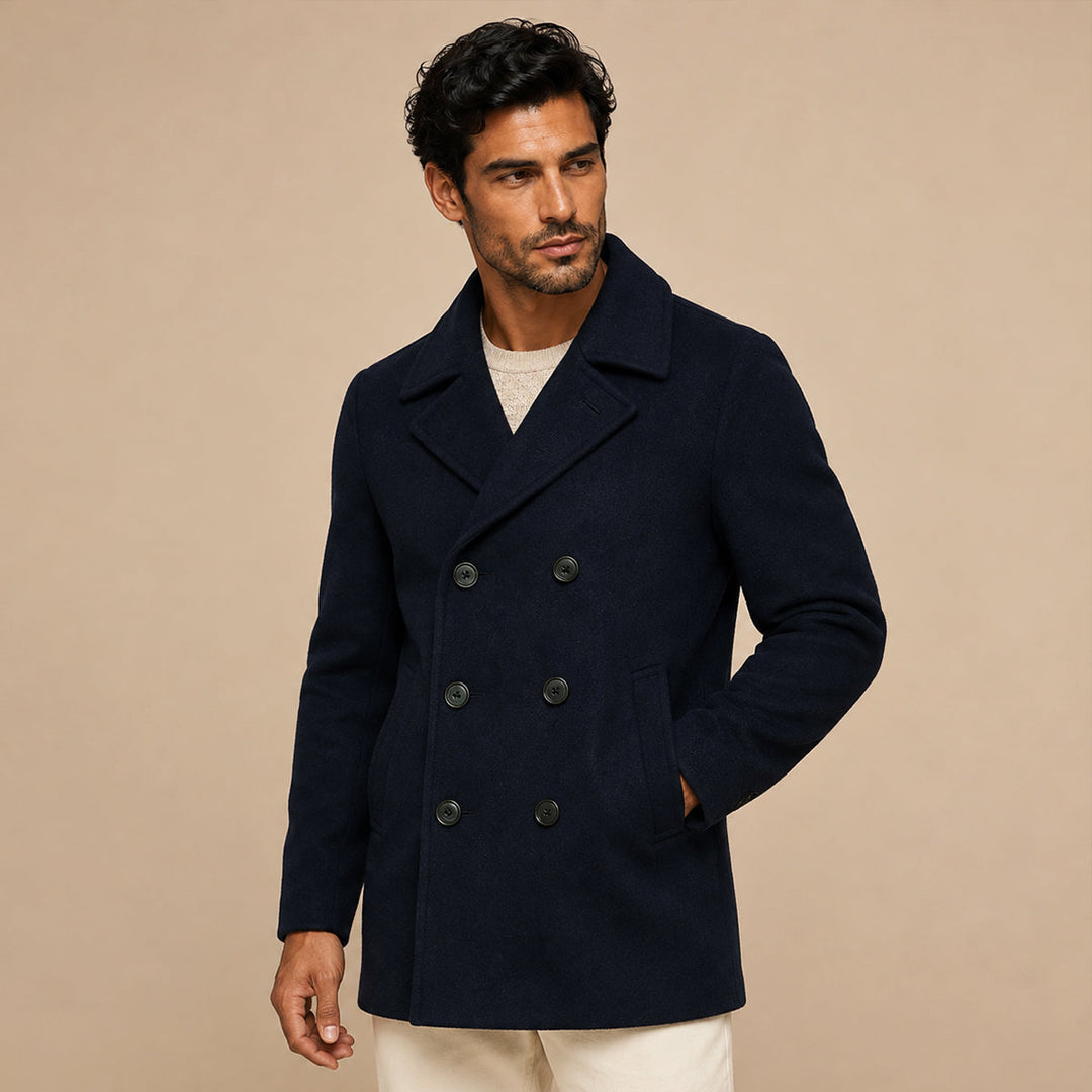Severin | Wide Lapel Wool Peacoat