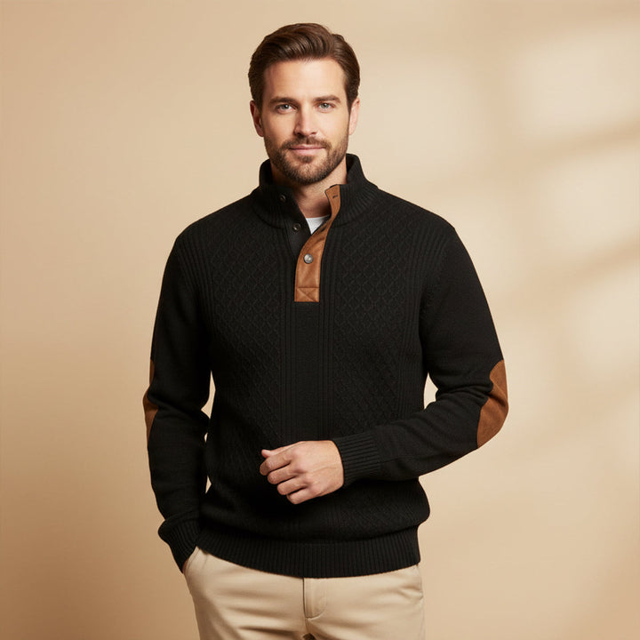 Samuel | Cable Knit Elbow Patch Sweater