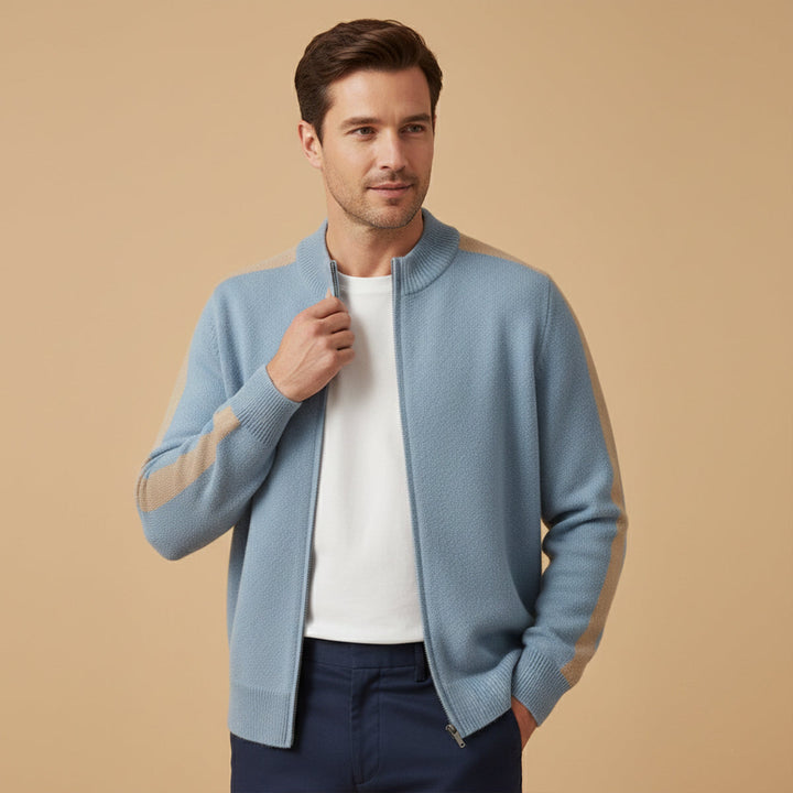 Hugues | 100% Wool Jacquard Zip Knit