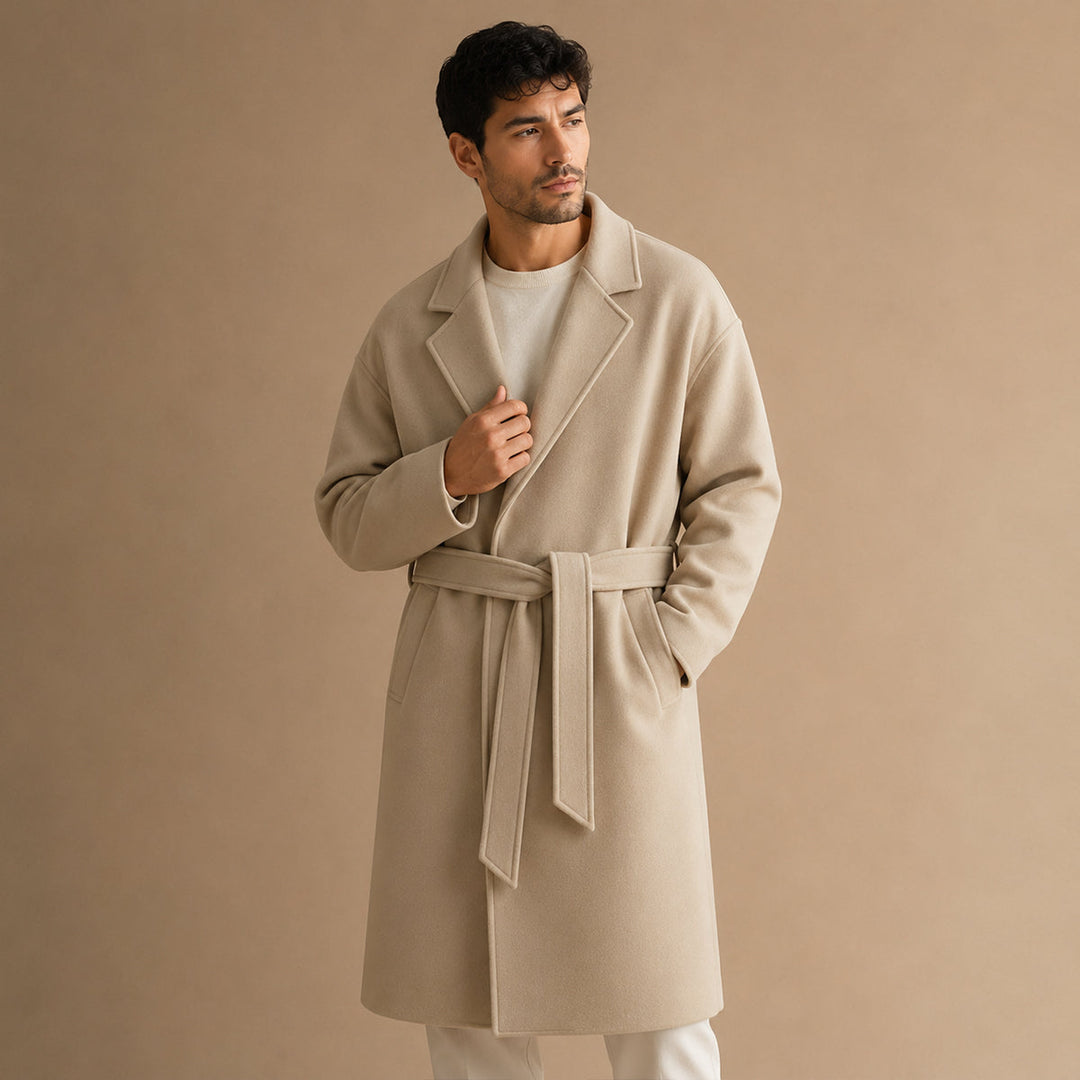 Didier | Wool Blend Belted Wrap Coat