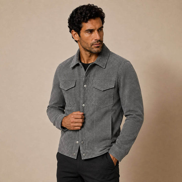 Octave | Snap Front Suede Work Jacket