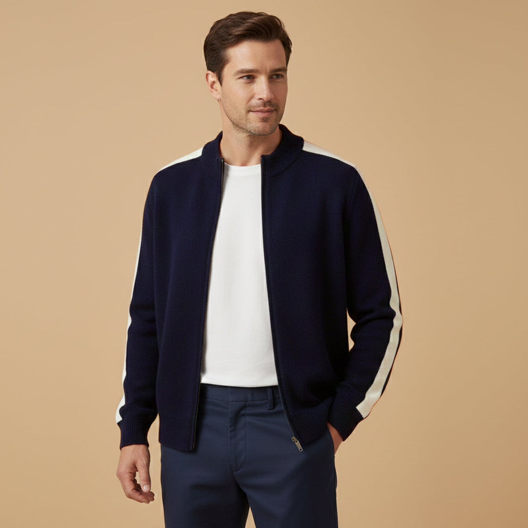 Hugues | 100% Wool Jacquard Zip Knit