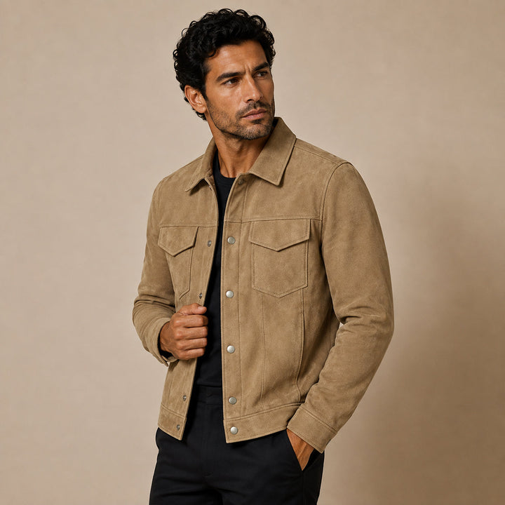 Octave | Snap Front Suede Work Jacket