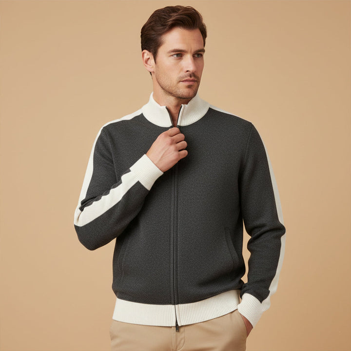 Hugues | 100% Wool Jacquard Zip Knit