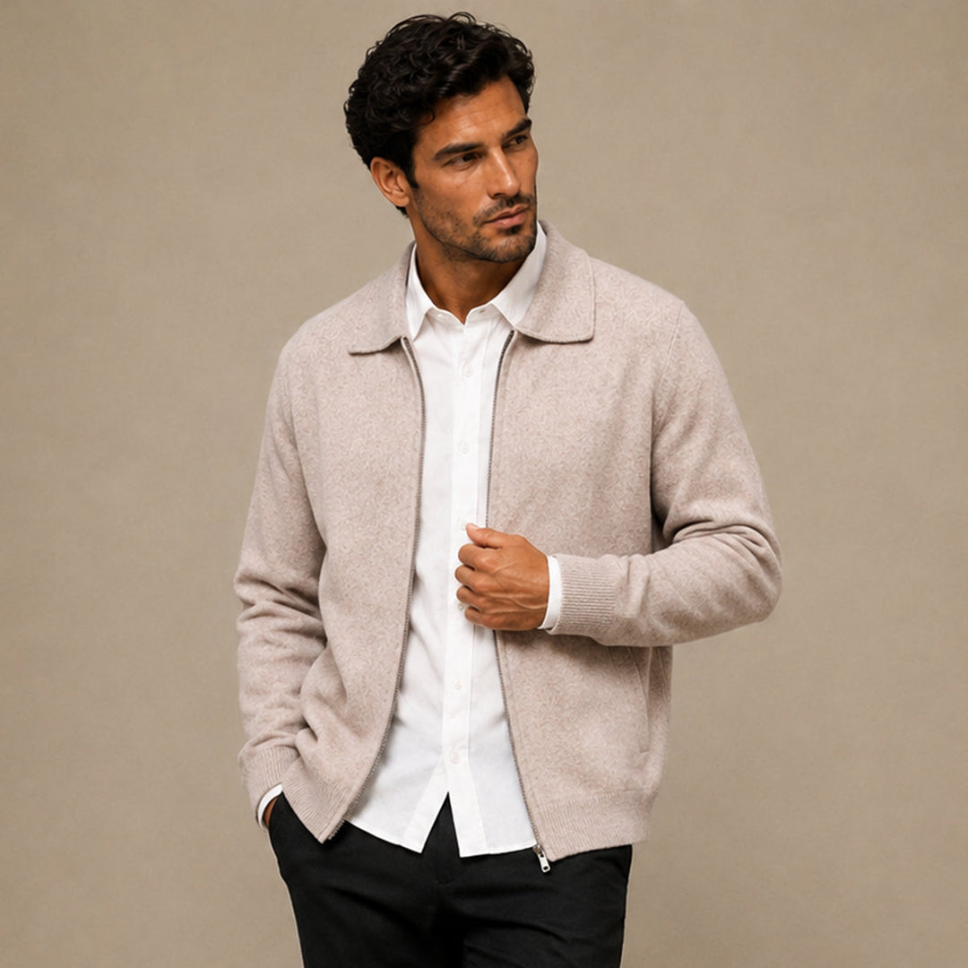 Aldege | 100% Wool Lapel Zip Cardigan