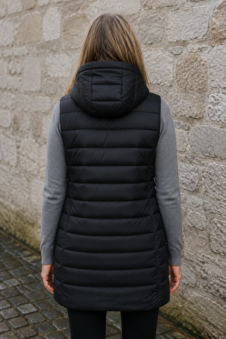 Sabine | 495g Longline Puffer Vest - Black
