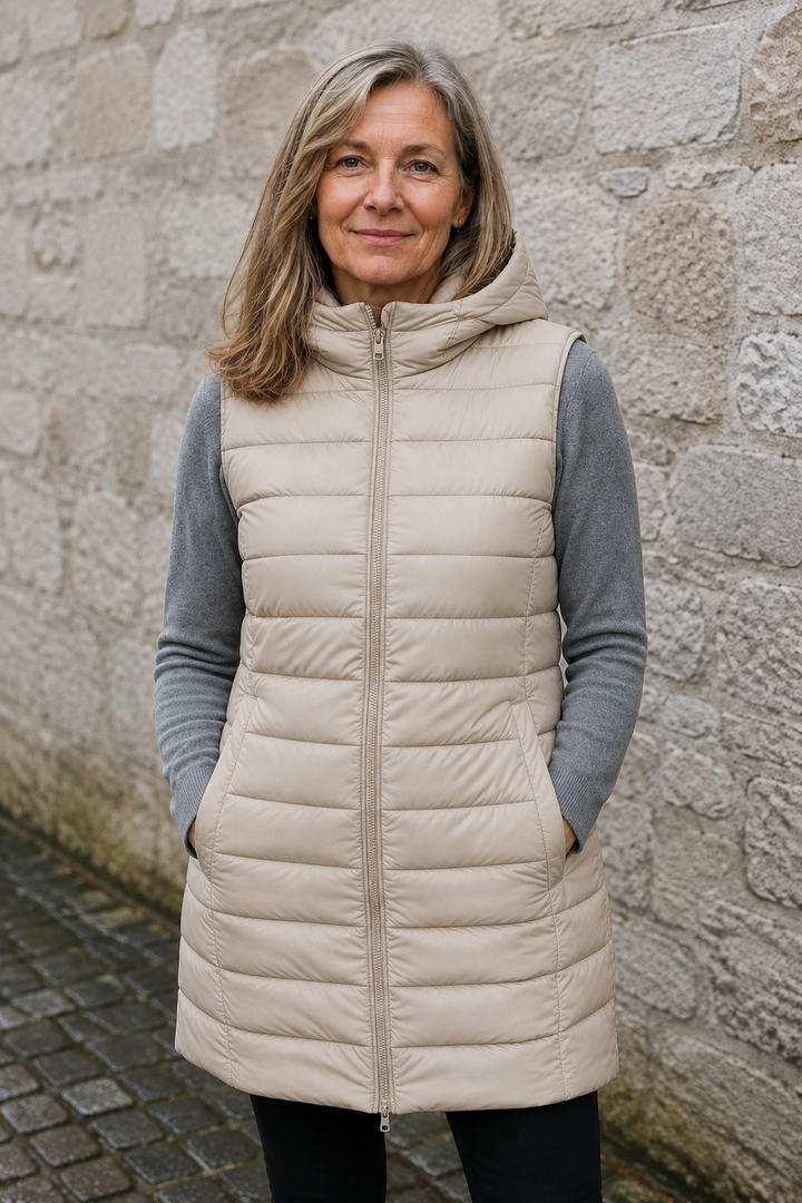 Sabine | 495g Longline Puffer Vest - Beige