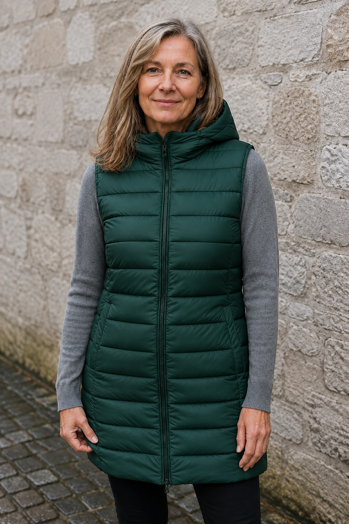 Sabine | 495g Longline Puffer Vest - Green