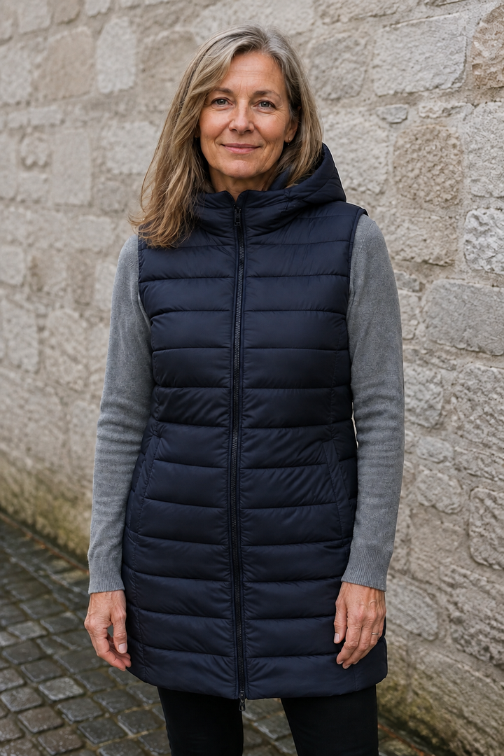 Sabine | 495g Longline Puffer Vest - Navy