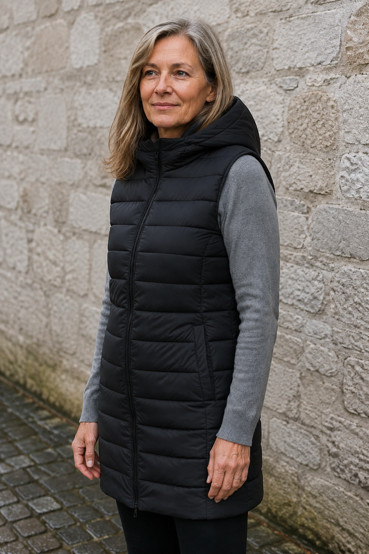 Sabine | 495g Longline Puffer Vest - Black